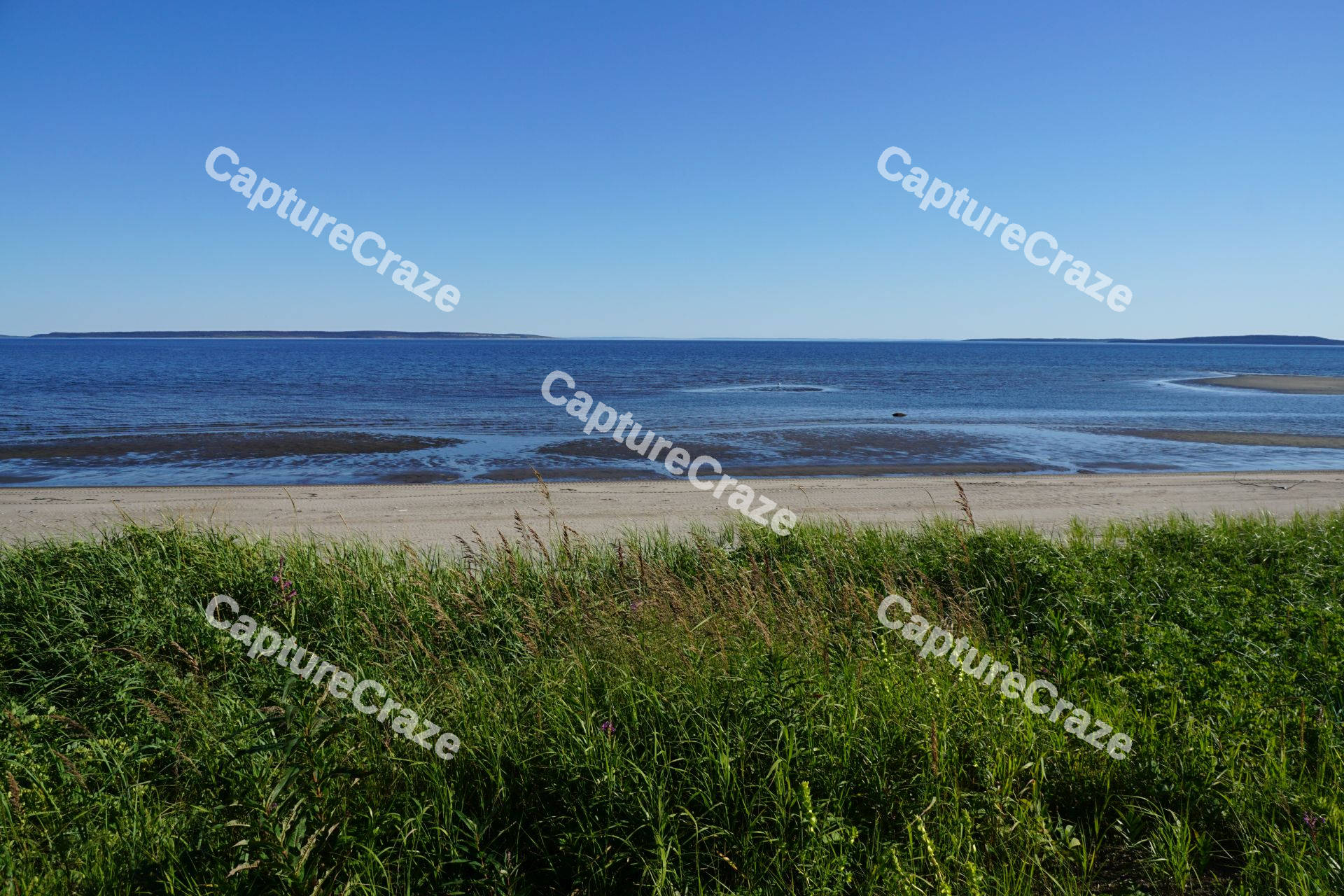 Beach scene with a pier view